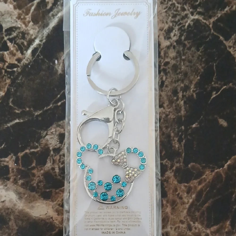 Chic Silver Keychain with Blue Accents